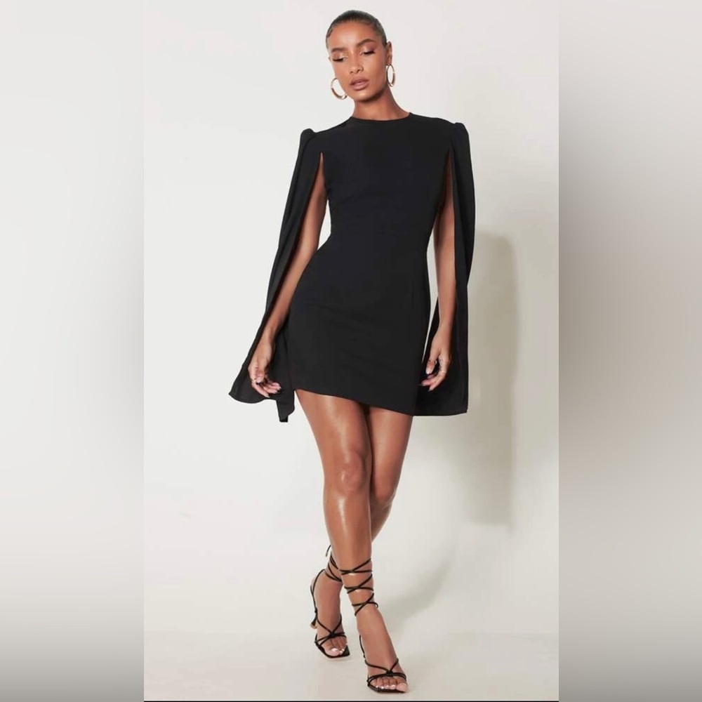 SHEIN Cloak Sleeve Open Back O-Ring Zip Up Dress